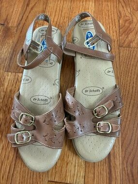 Dr. Scholl's Brown Leather Double-Buckle Sandals SAS style NWOT